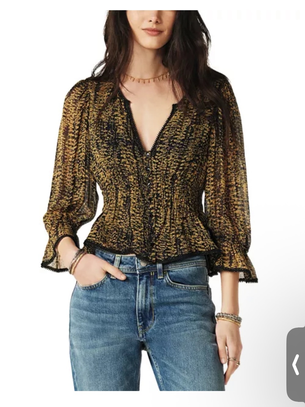 ba&sh Chili Silhouette V Neck Top